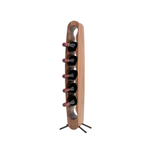 Max Levi Provence American Walnut wood wine rack, wine stand rack, a wine rack, black stand, corner image with bottles