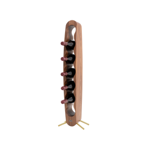 Max Levi Provence American Walnut wood wine rack, wine stand rack, a wine rack, gold stand, corner image with bottles