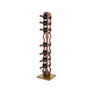 Max Levi Trim 9 American Walnut wood wine rack, wine stand rack, a wine rack, gold stand, corner image with bottles