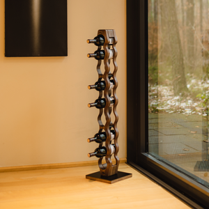Max Levi Trim 9 American Walnut wood wine rack, wine stand rack, a wine rack, lifestyle image