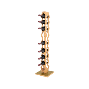 Max Levi Trim 9 Select Oak wood wine rack, wine stand rack, a wine rack, gold stand, corner image with bottles
