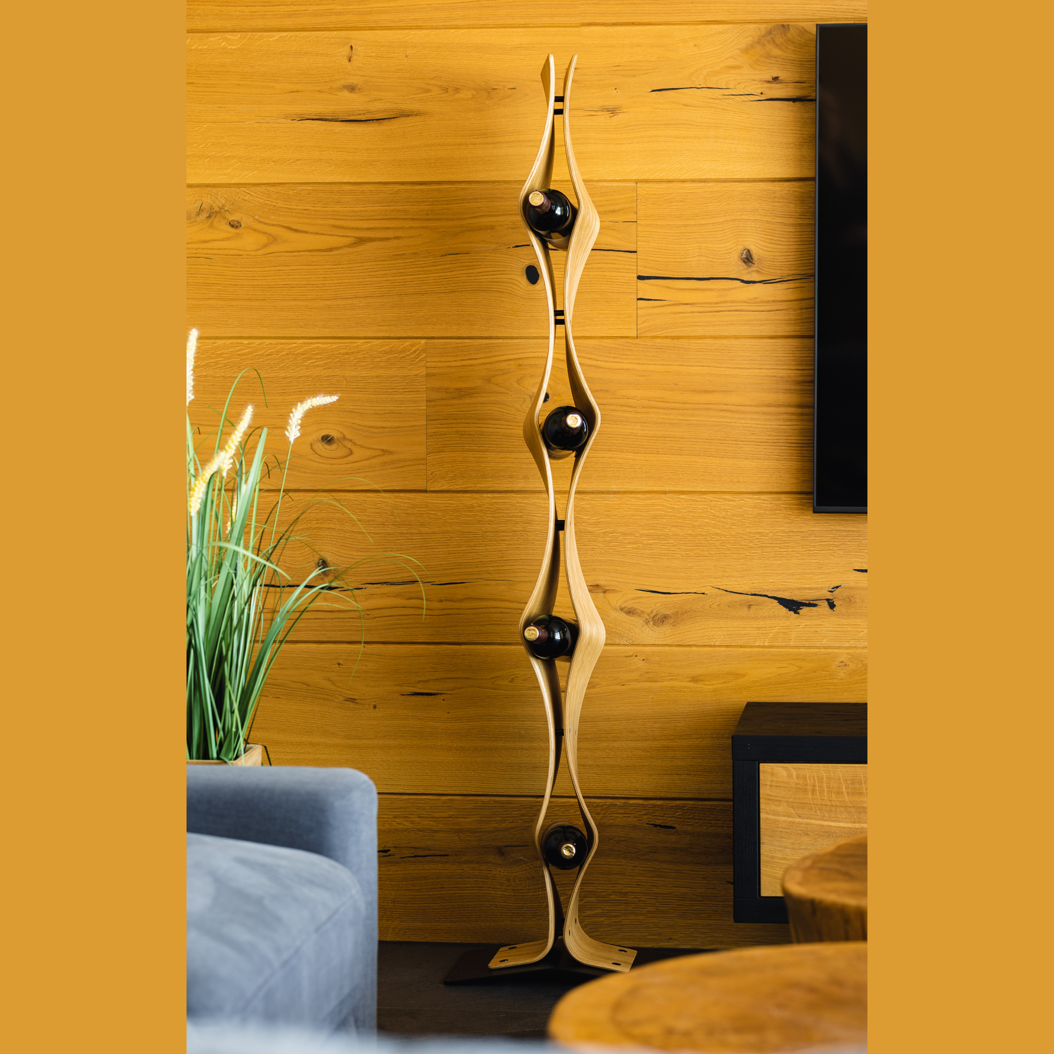 Max Levi Vertigo Select Oak wood wine rack, wine stand rack, a wine rack, lifestyle image