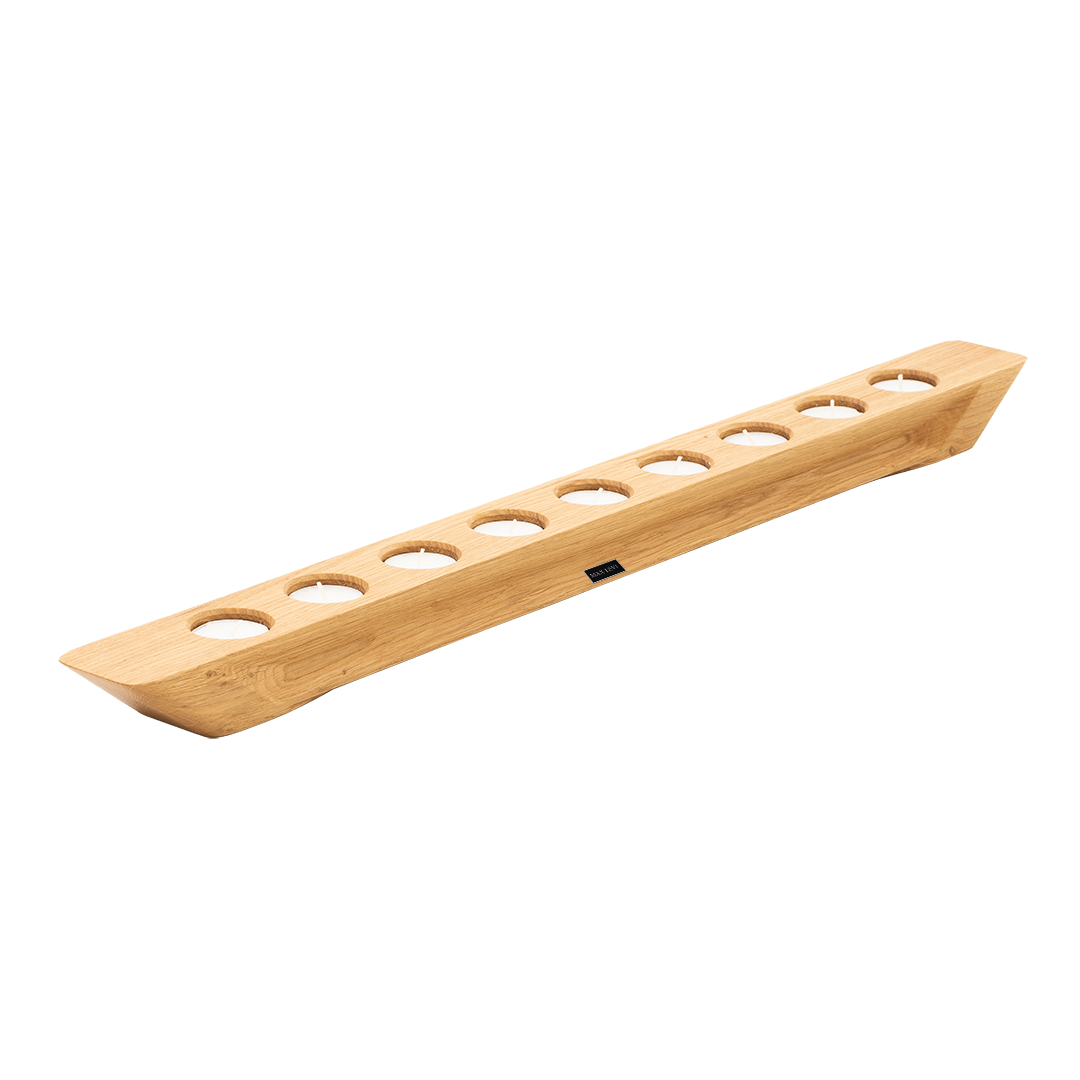 Max Levi, Balmy Select Oak wood 9 tea light candle holder, Luxury, minimalistic, warm ambience. Tea candle holder. Diagonal Image 2
