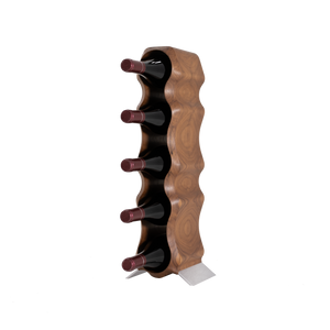 Max Levi Natura American Walnut wood wine rack, wine stand rack, a wine rack, silver stand, corner image with bottles
