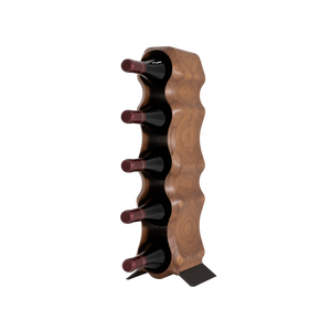 Max Levi Natura American Walnut wood wine rack, wine stand rack, a wine rack, black stand, corner image with bottles