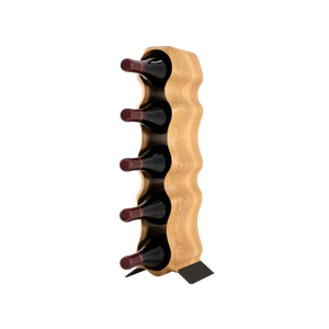 Max Levi Natura Select Oak wood wine rack, wine stand rack, a wine rack, black stand, corner image with bottles