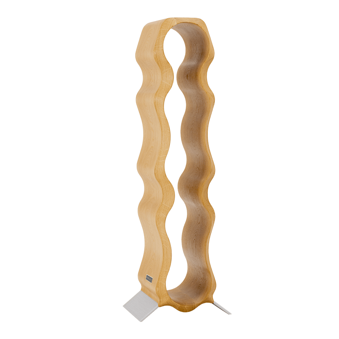 Max Levi Natura Select Oak wood wine rack, wine stand rack, a wine rack, silver stand, corner image without bottles