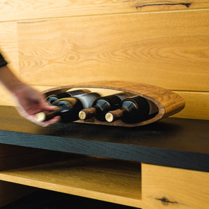 Max Levi Oblong Rustic Brushed Oak wood wine rack, wine stand rack, a wine rack, lifestyle image