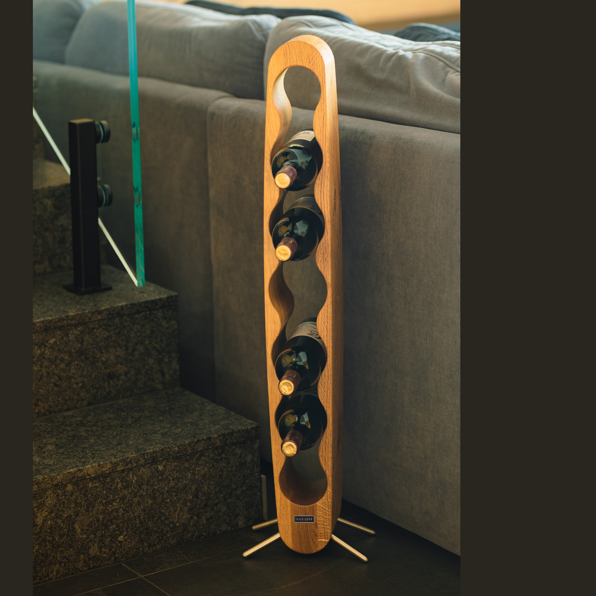 Max Levi Provence Select Oak wood wine rack, wine stand rack, a wine rack, lifestyle image