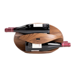 Max Levi Try American Walnut wood wine rack, wine stand rack, a wine rack, front image with bottles