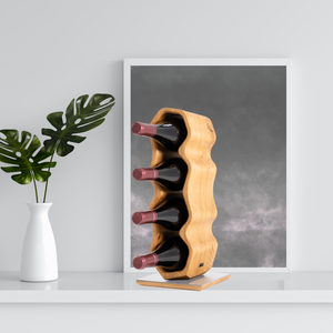 Max Levi Warp Rustic Brushed Oak wood wine rack, wine stand rack, a wine rack, lifestyle image