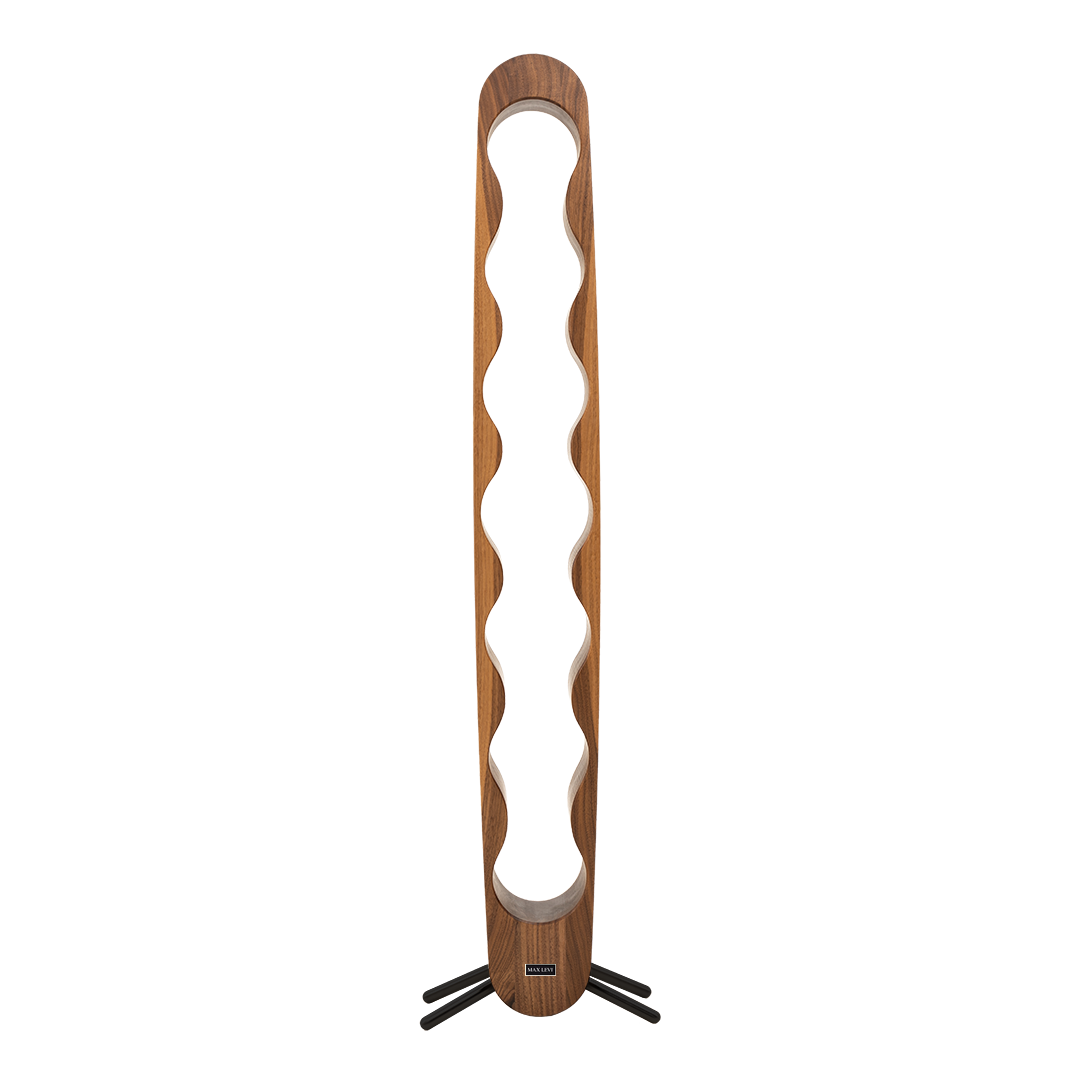 Max Levi Provence American Walnut wood wine rack, wine stand rack, a wine rack, black stand, front image without bottles