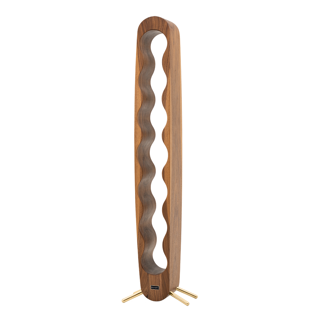 Max Levi Provence American Walnut wood wine rack, wine stand rack, a wine rack, gold stand, corner image without bottles
