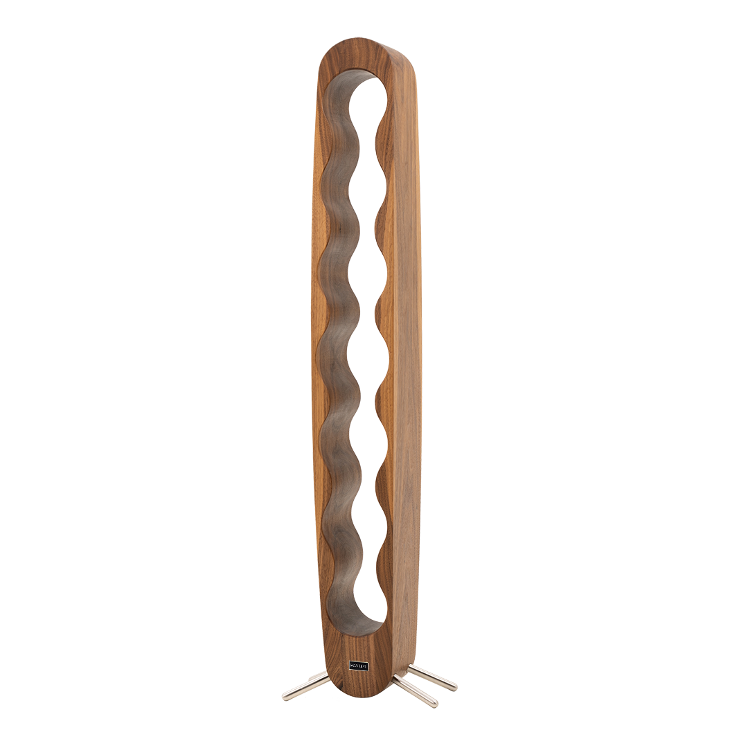 Max Levi Provence American Walnut wood wine rack, wine stand rack, a wine rack, silver stand, corner image without bottles