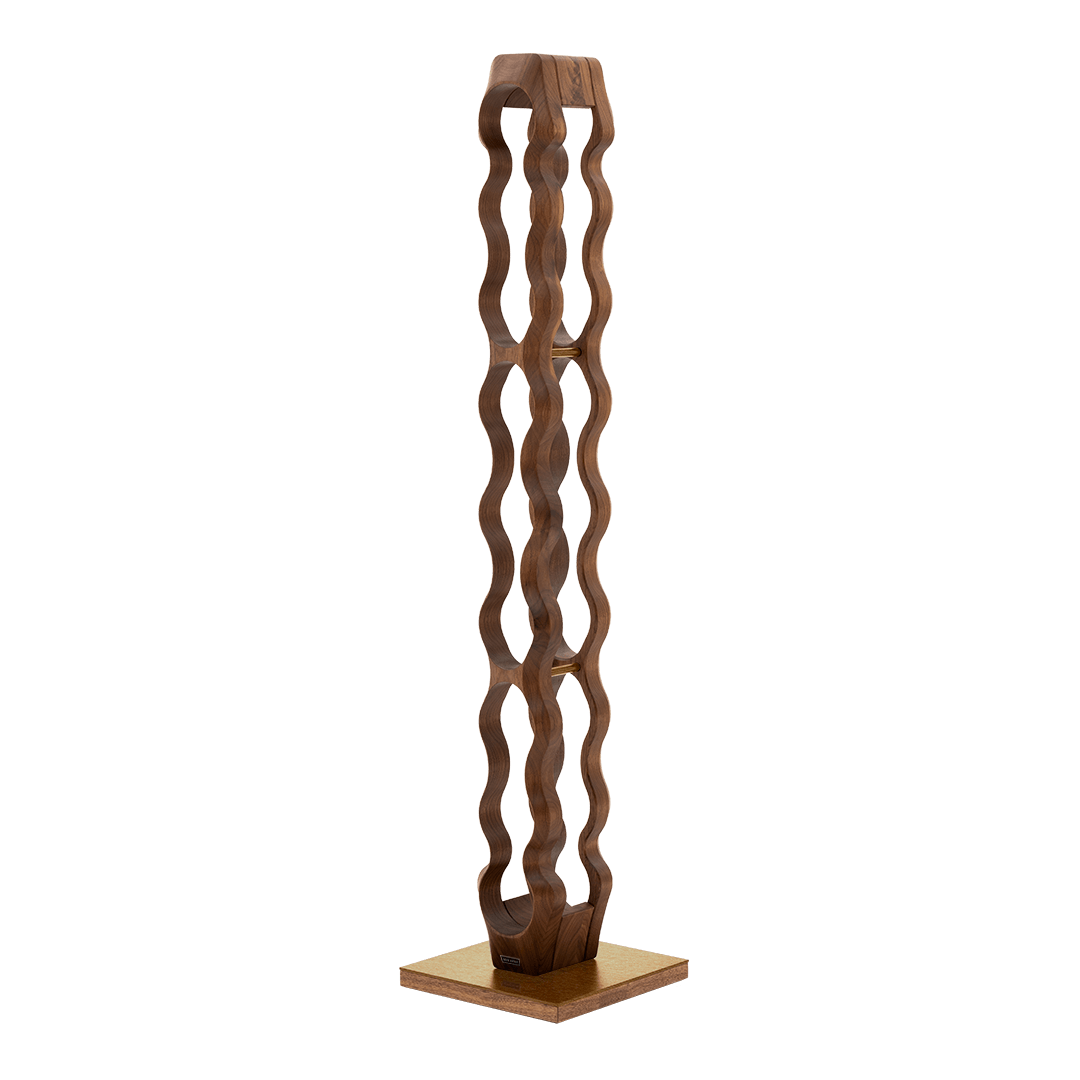 Max Levi Trim 9 American Walnut wood wine rack, wine stand rack, a wine rack, gold stand, side image without bottles