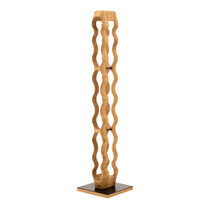 Max Levi Trim 9 Select Oak wood wine rack, wine stand rack, a wine rack, black stand, corner image without bottles