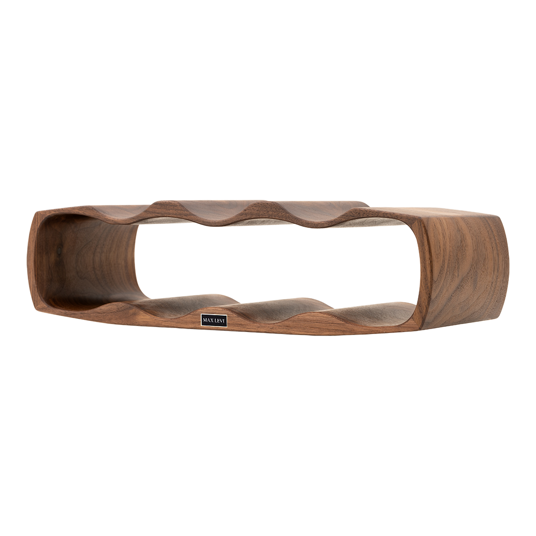 Max Levi Art American Walnut wood wine rack, wine stand rack, a wine rack, corner image without bottles 3