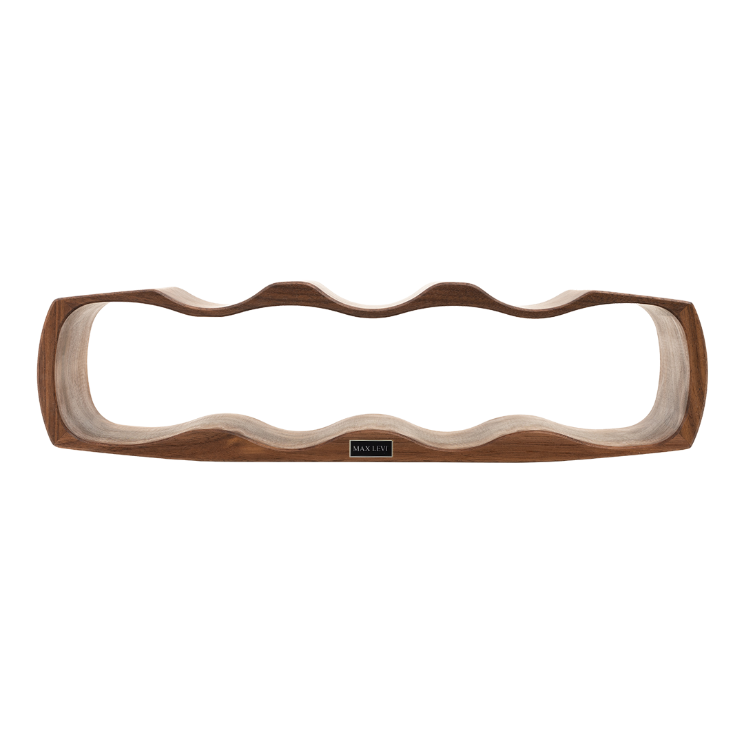 Max Levi Art American Walnut wood wine rack, wine stand rack, a wine rack, front image without bottles 2