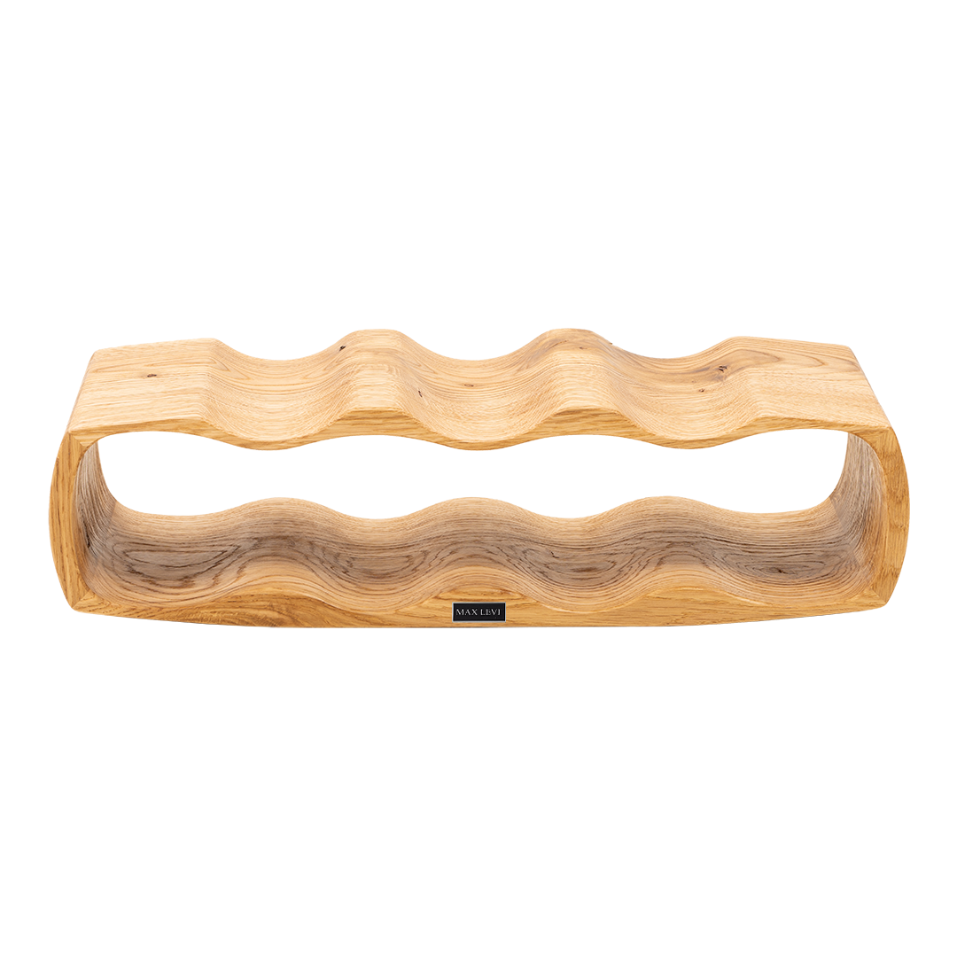 Max Levi Art Rustic Brushed Oak wood wine rack, wine stand rack, a wine rack, front image without bottles