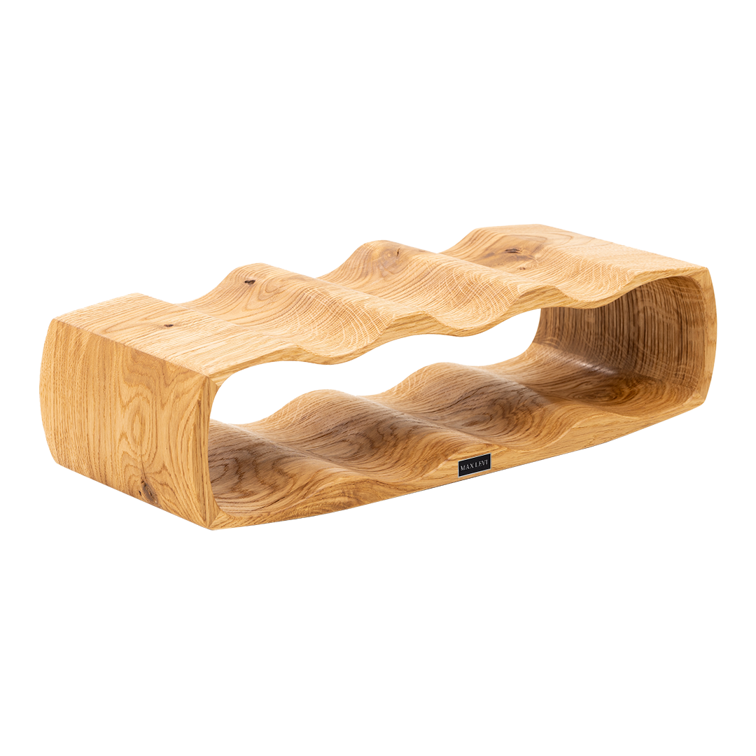Max Levi Art Rustic Brushed Oak wood wine rack, wine stand rack, a wine rack, corner image without bottles 2