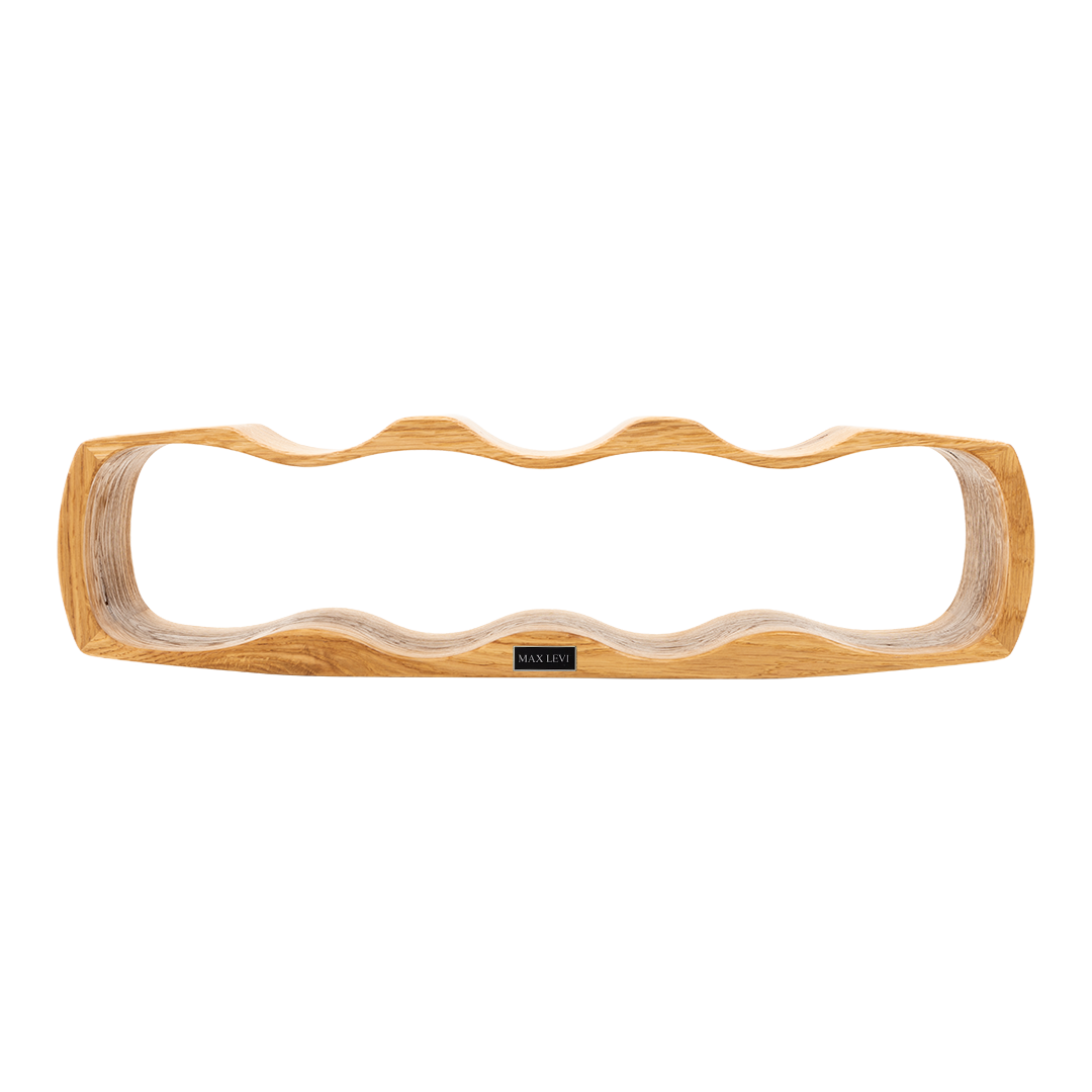 Max Levi Art Rustic Brushed Oak wood wine rack, wine stand rack, a wine rack, front image without bottles 2