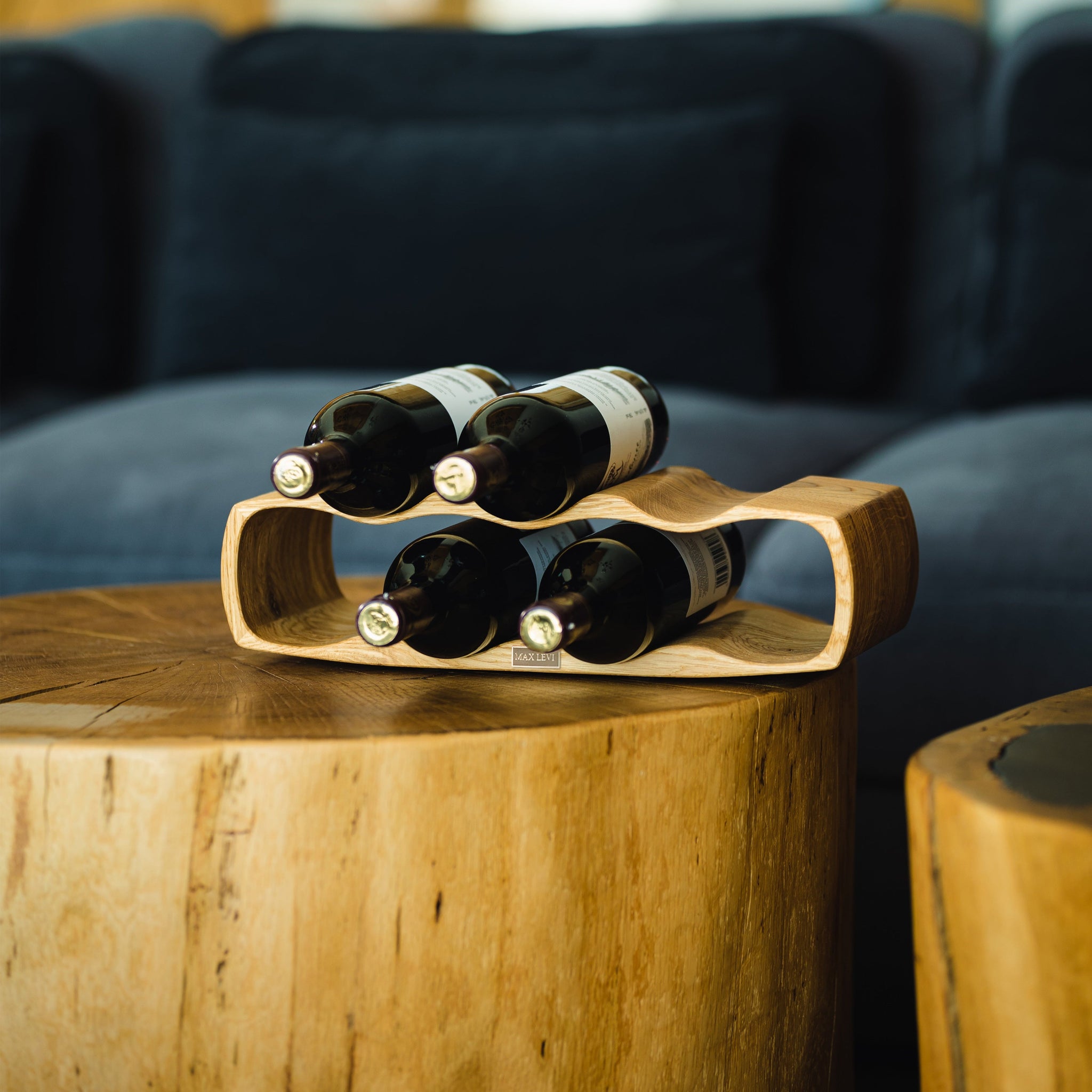 Max Levi Art Select Oak wood wine rack, wine stand rack, a wine rack, lifestyle image