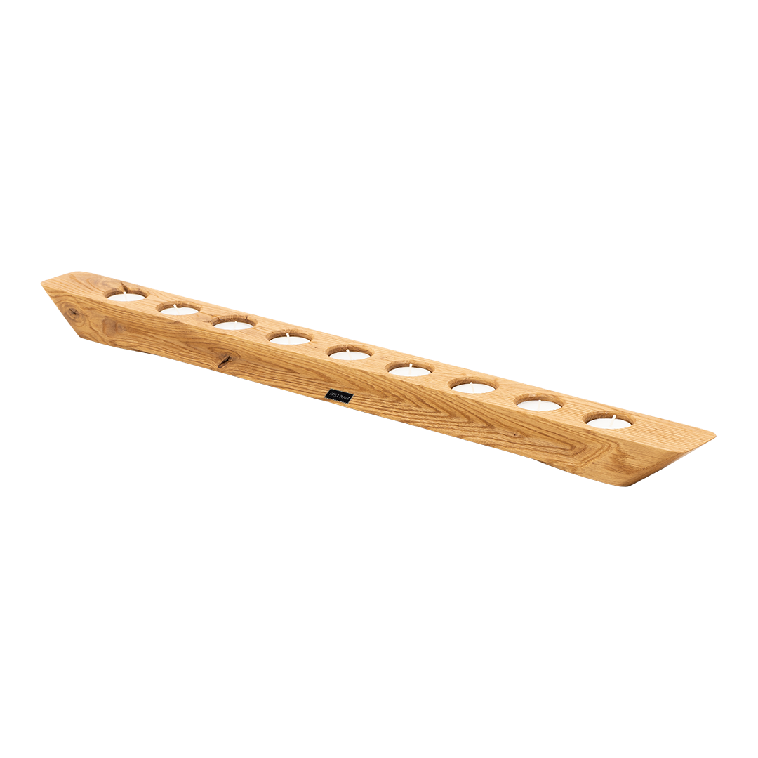 Max levi Balmy tea light candle holder, Rustic Brushed Oak, tea candle holder, diagonal image