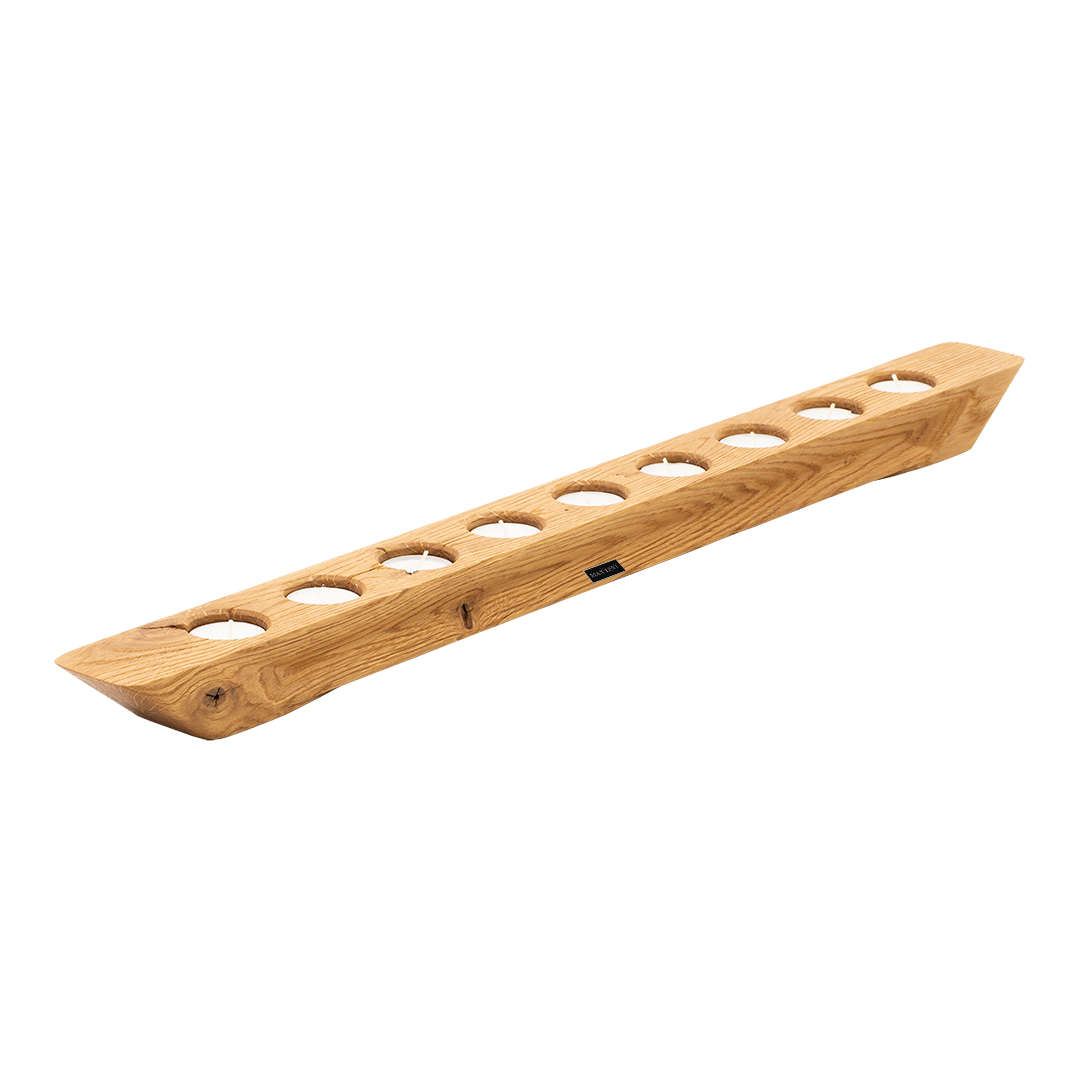Max levi Balmy tea light candle holder, Rustic Brushed Oak, tea candle holder, diagonal image 2