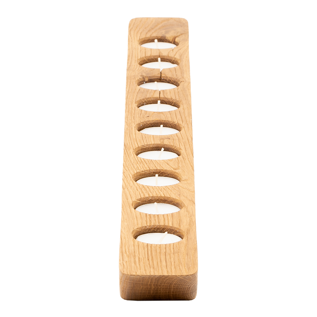 Max levi Balmy tea light candle holder, Rustic Brushed Oak, tea candle holder, vertical image
