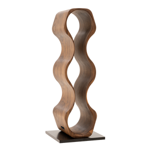 Max Levi Harmony American Walnut wood wine rack, wine stand rack, a wine rack, corner image without bottles, black stand