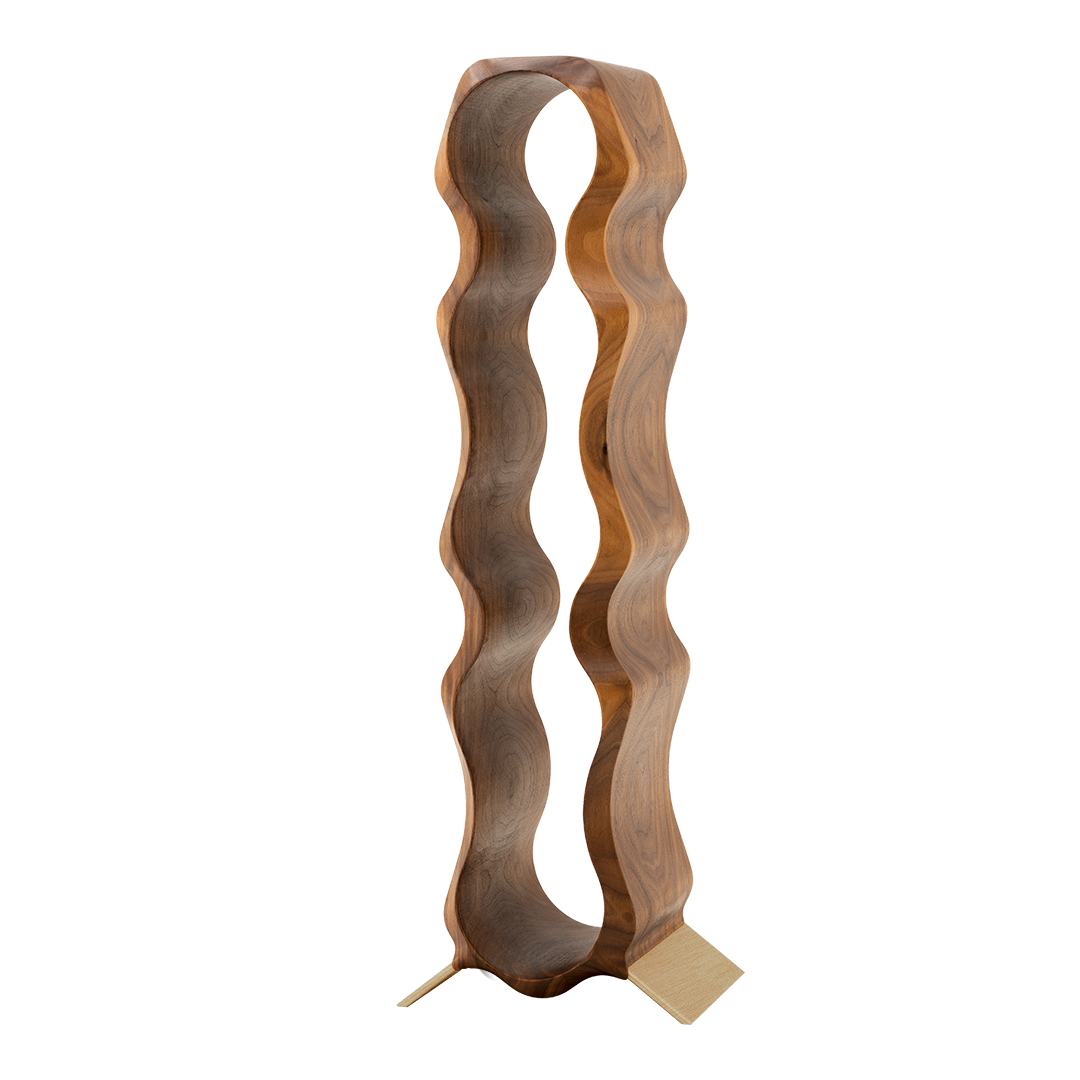 Max Levi Natura American Walnut wood wine rack, wine stand rack, a wine rack, gold stand, corner image without bottles 2