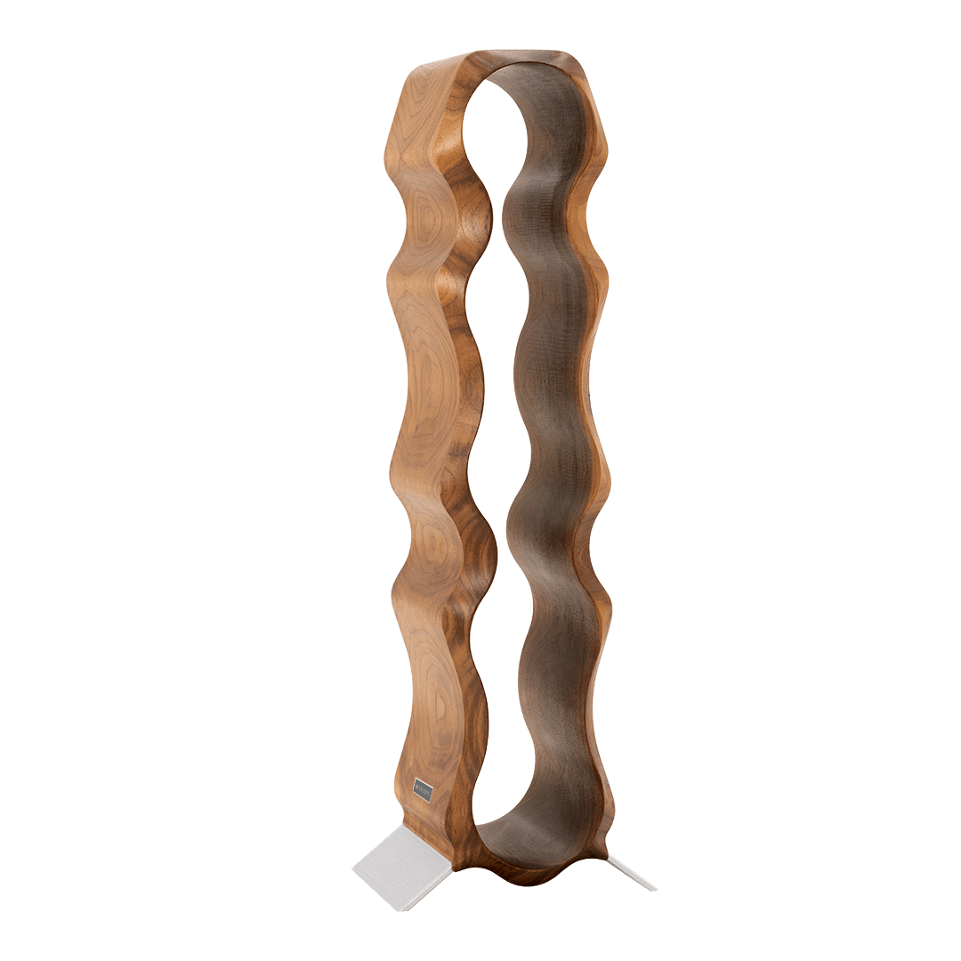 Max Levi Natura American Walnut wood wine rack, wine stand rack, a wine rack, silver stand, corner image without bottles