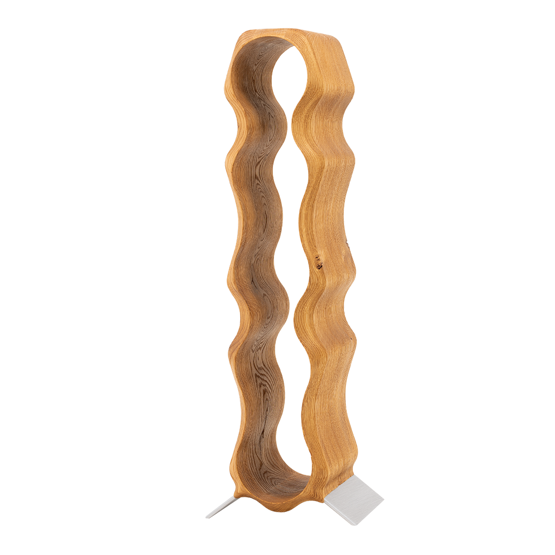 Max Levi Natura Rustic Brushed Oak wood wine rack, wine stand rack, a wine rack, silver stand, corner image without bottles 2