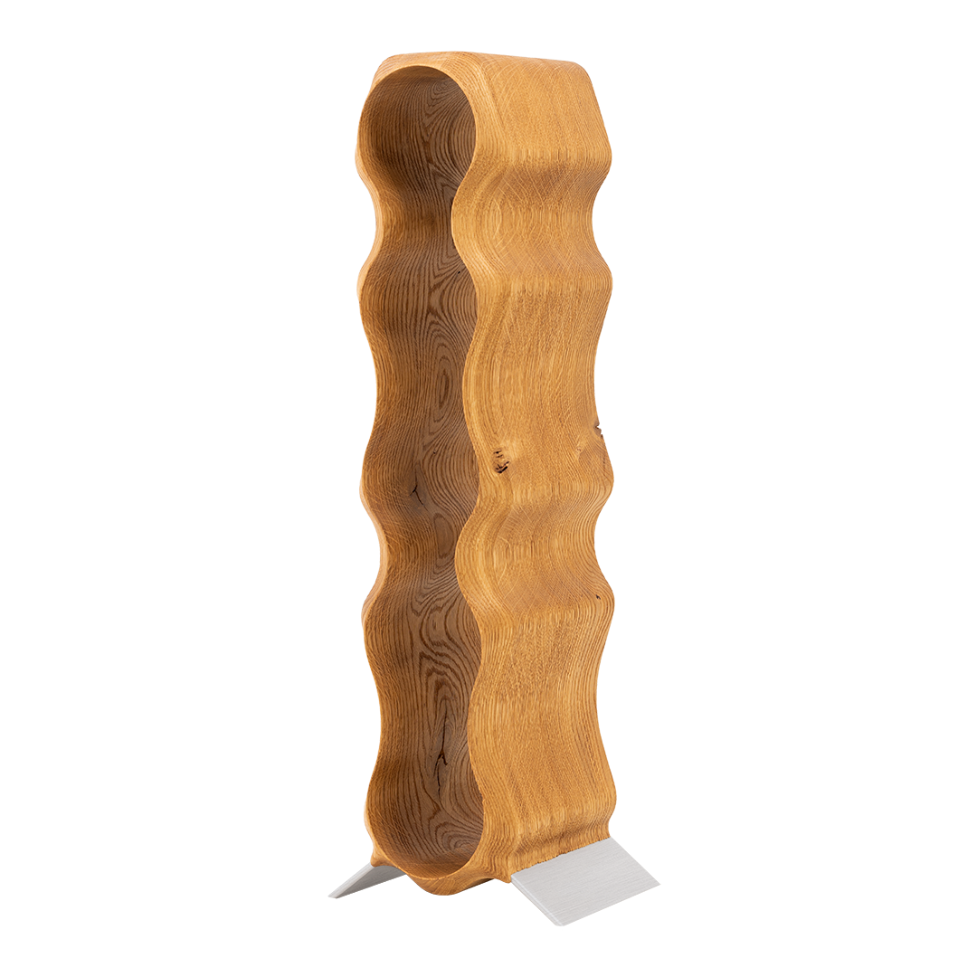 Max Levi Natura Rustic Brushed Oak wood wine rack, wine stand rack, a wine rack, silver stand, corner image without bottles 3