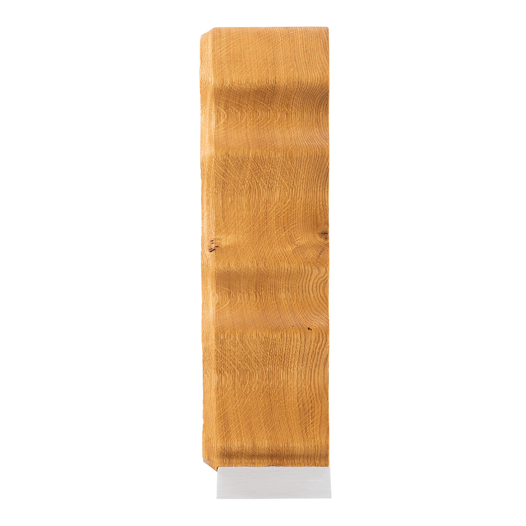 Max Levi Natura Rustic Brushed Oak wood wine rack, wine stand rack, a wine rack, silver stand, side image without bottles