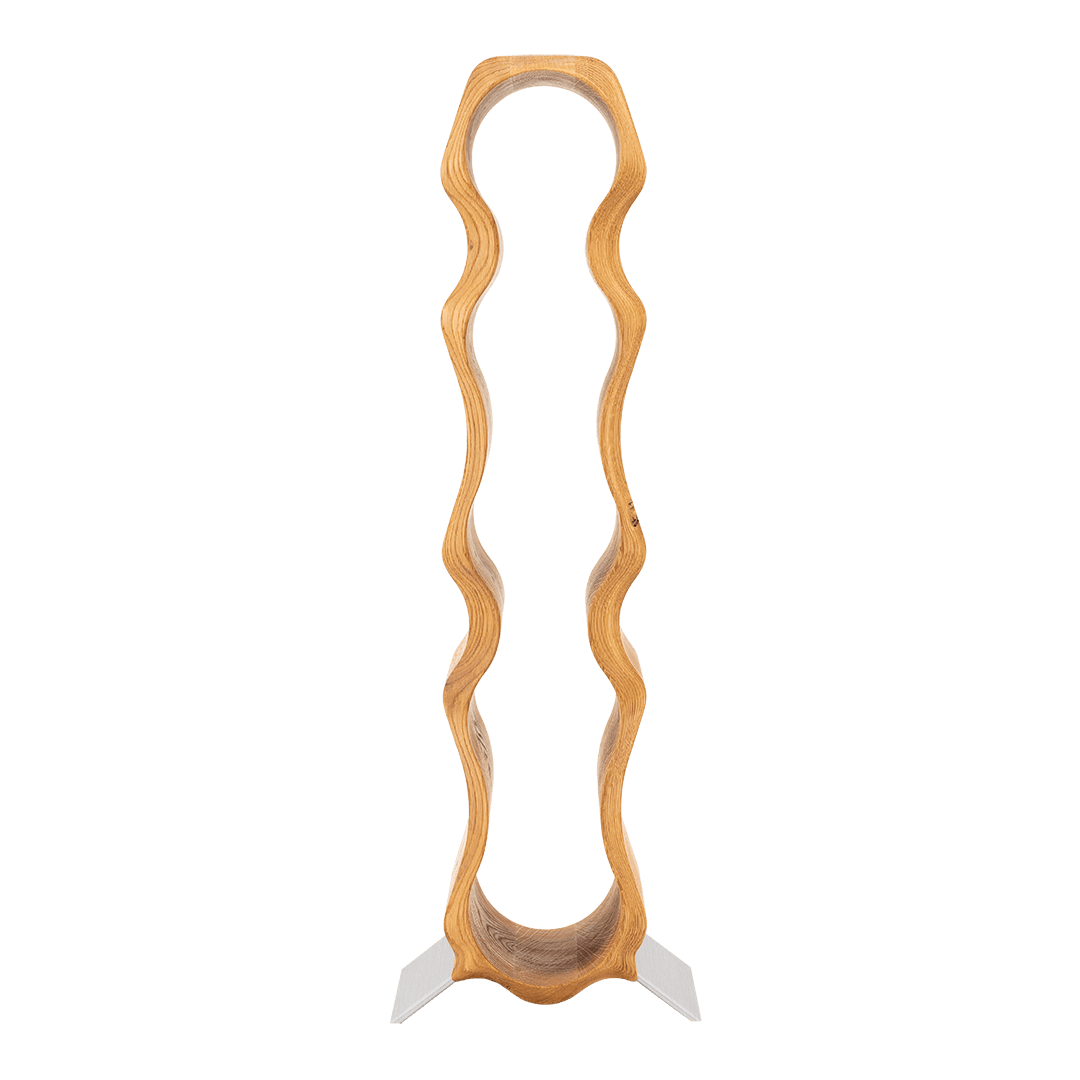 Max Levi Natura Rustic Brushed Oak wood wine rack, wine stand rack, a wine rack, silver stand, front image without bottles 