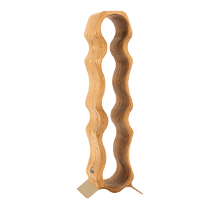 Max Levi Natura Rustic Brushed Oak wood wine rack, wine stand rack, a wine rack, gold stand, corner image without bottles 