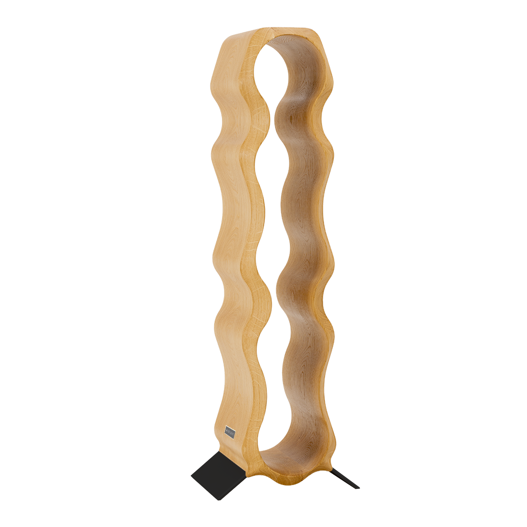 Max Levi Natura Select Oak wood wine rack, wine stand rack, a wine rack, black stand, corner image without bottles