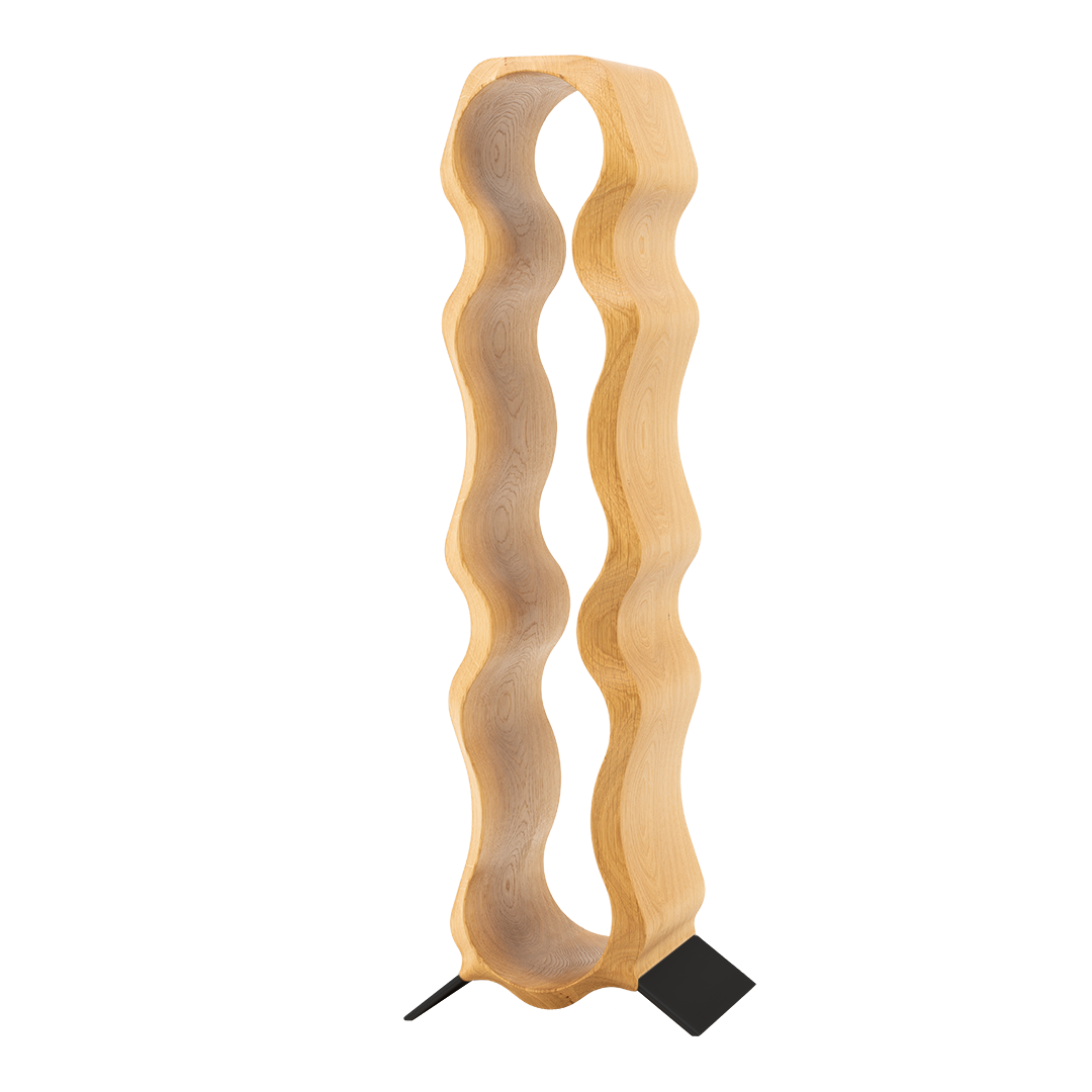 Max Levi Natura Select Oak wood wine rack, wine stand rack, a wine rack, black stand, corner image without bottles 3