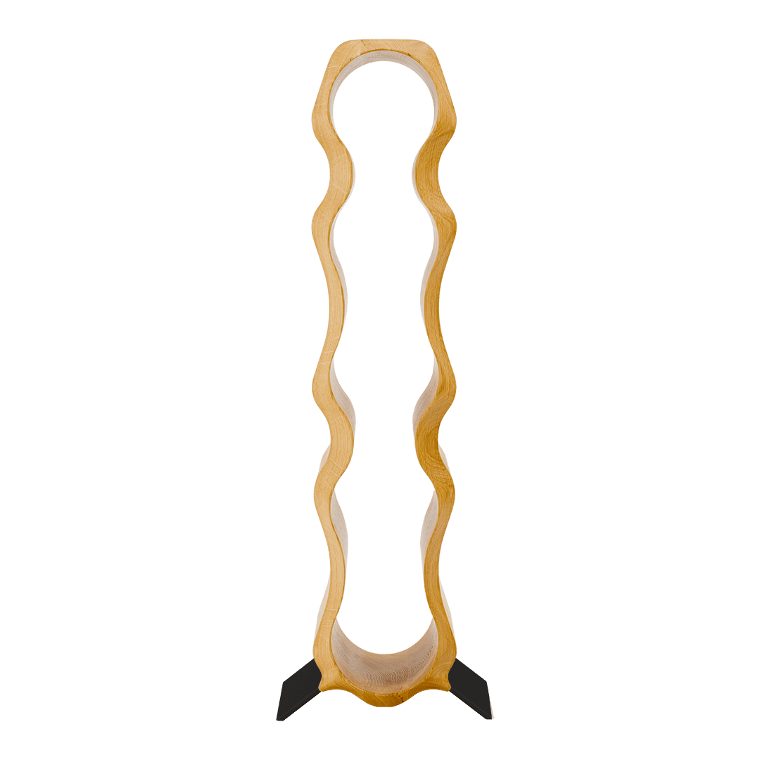 Max Levi Natura Select Oak wood wine rack, wine stand rack, a wine rack, black stand, front image without bottles