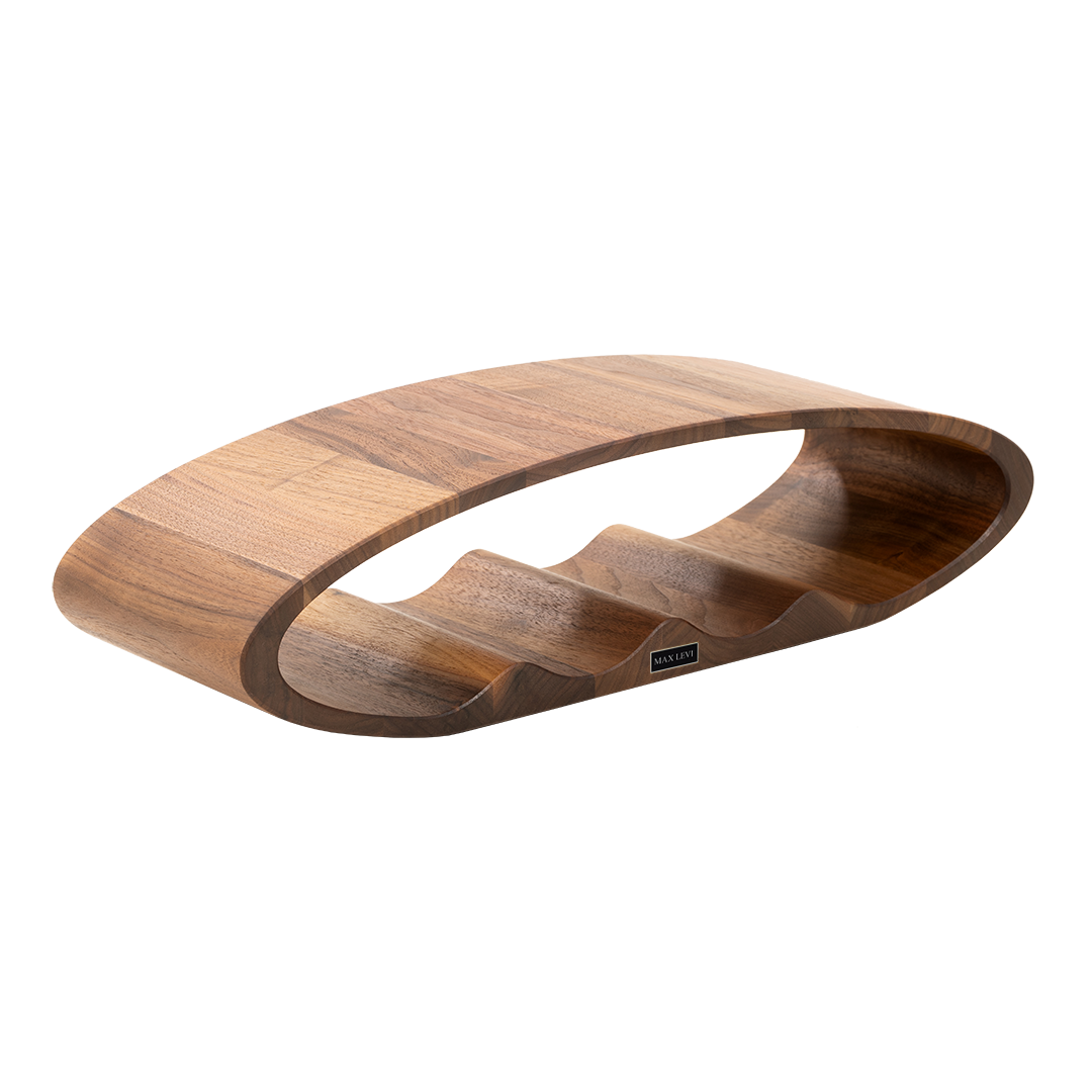 Max Levi Oblong American Walnut wood wine rack, wine stand rack, a wine rack, corner image without bottles 2