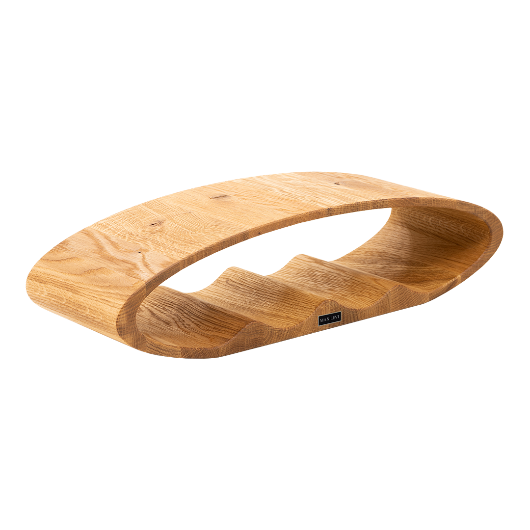 Max Levi Oblong Rustic Brushed Oak wood wine rack, wine stand rack, a wine rack, corner image without bottles 2