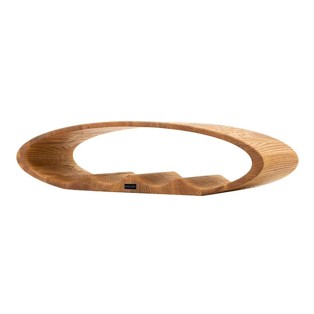Max Levi Oblong Rustic Brushed Oak wood wine rack, wine stand rack, a wine rack, corner image without bottles 3