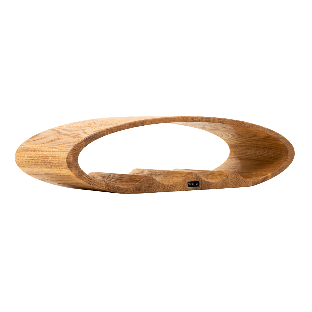 Max Levi Oblong Rustic Brushed Oak wood wine rack, wine stand rack, a wine rack, corner image without bottles 4