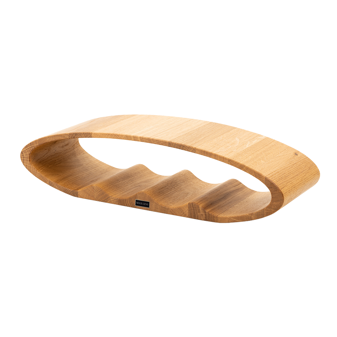 Max Levi Oblong Select Oak wood wine rack, wine stand rack, a wine rack, corner image without bottles