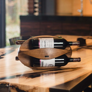 Max Levi Try American Walnut wood wine rack, wine stand rack, a wine rack, lifestyle image