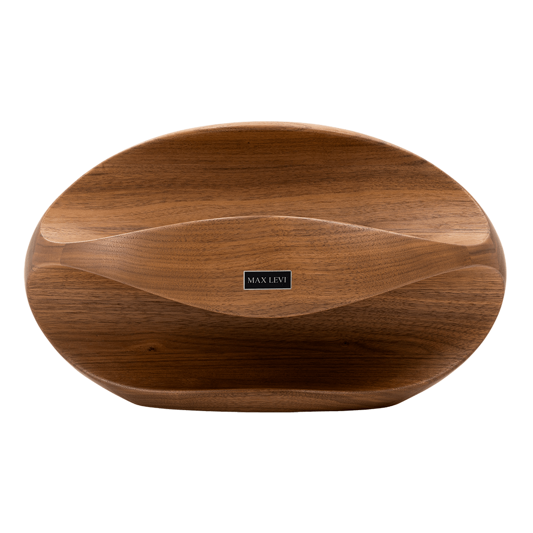 Max Levi Try American Walnut wood wine rack, wine stand rack, a wine rack, front image without bottles