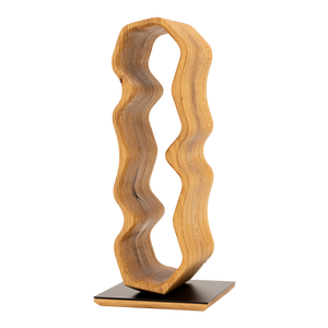 Max Levi Warp Rustic Brushed Oak wood wine rack, wine stand rack, a wine rack, black stand, corner image without bottles