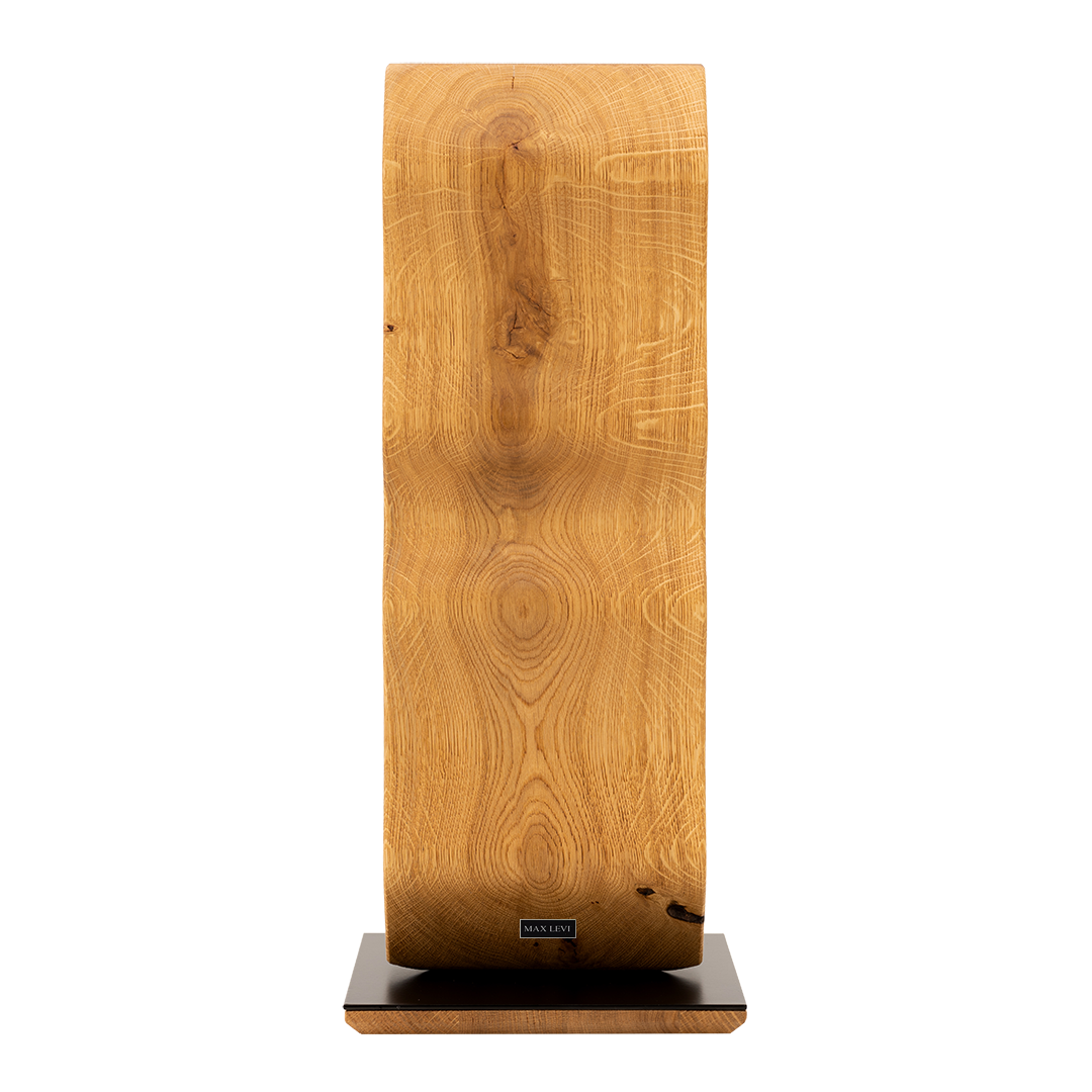 Max Levi Warp Rustic Brushed Oak wood wine rack, wine stand rack, a wine rack, black stand, side image without bottles