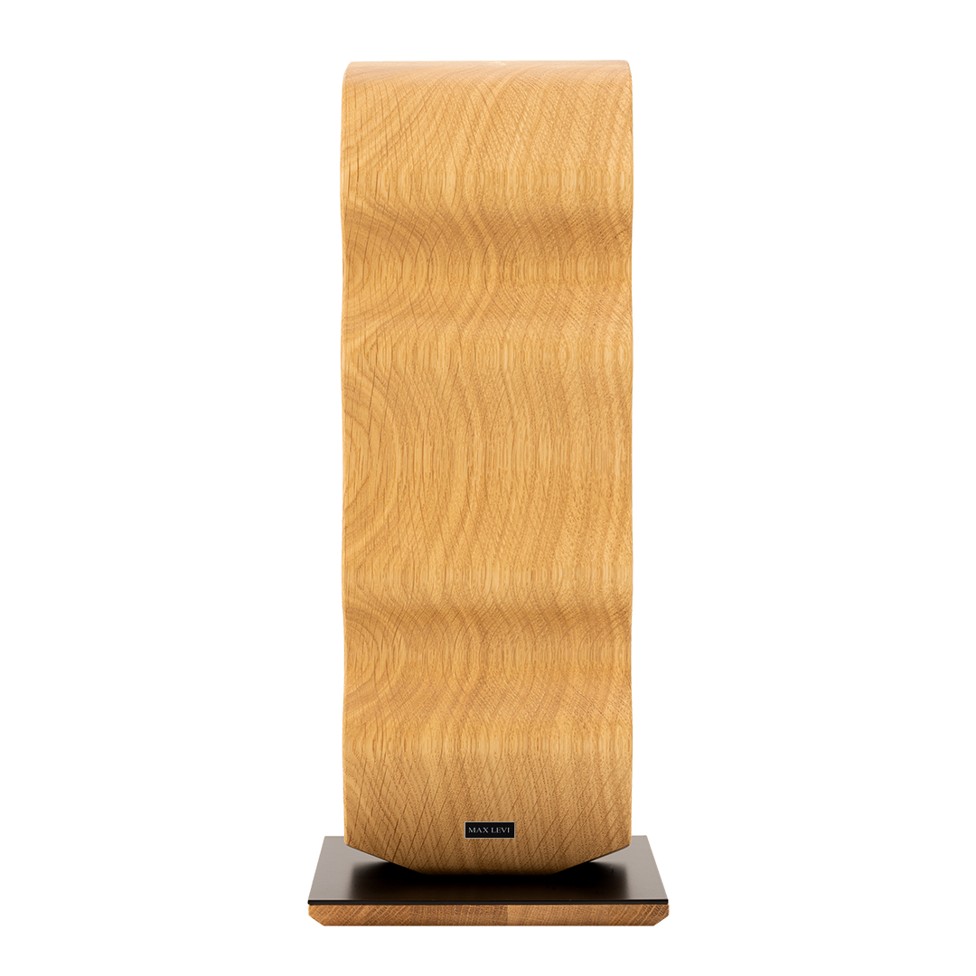 Max Levi Warp Select Oak wood wine rack, wine stand rack, a wine rack, black stand, side image without bottles